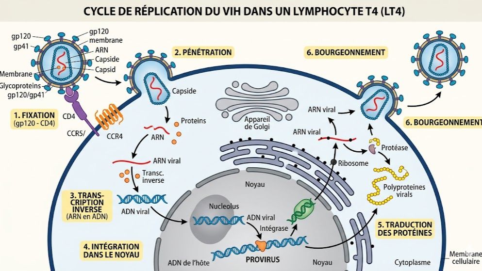 L'infection de l'organisme par le VIH : Cycle Viral et SIDA  (SVT Terminale D & C)