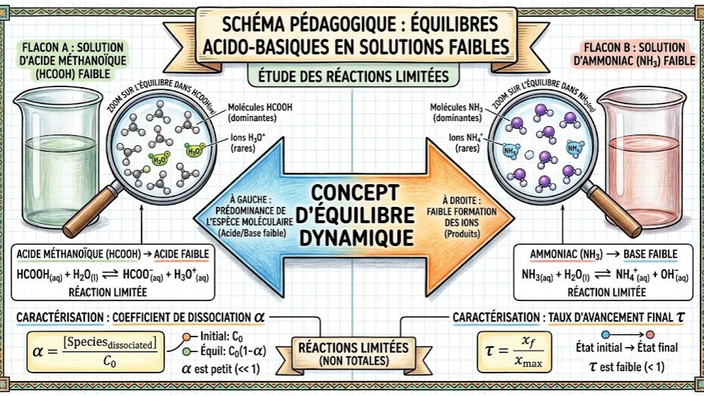 Acides Faibles, Bases Faibles et Équilibre Chimique (Physique-Chimie Terminale C & D - CI)