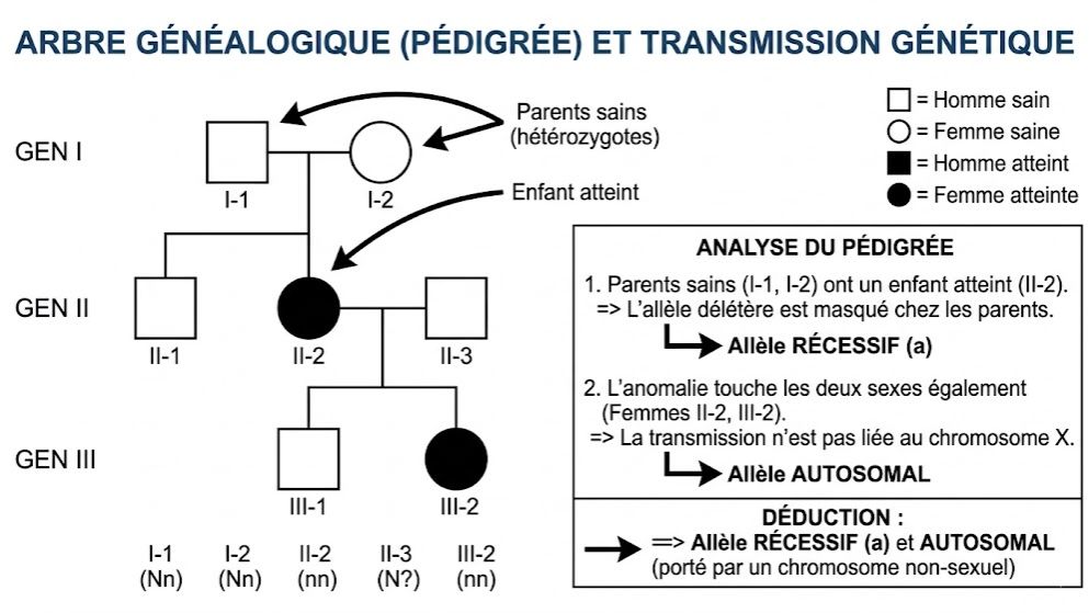 La transmission d'un caractère héréditaire chez l'Homme : Analyse des Pedigrees  (SVT Terminale D & C)