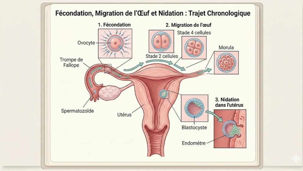 Le devenir des cellules sexuelles chez les mammifères : Fécondation et Nidation   (SVT Terminale D & C)