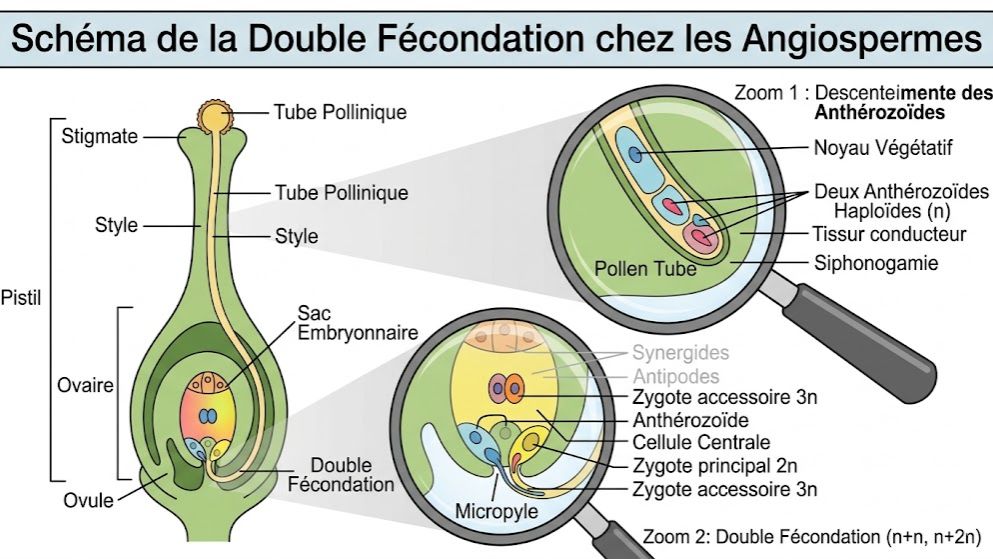La reproduction chez les Spermaphytes : Pollinisation et Double Fécondation  (SVT Terminale D & C)